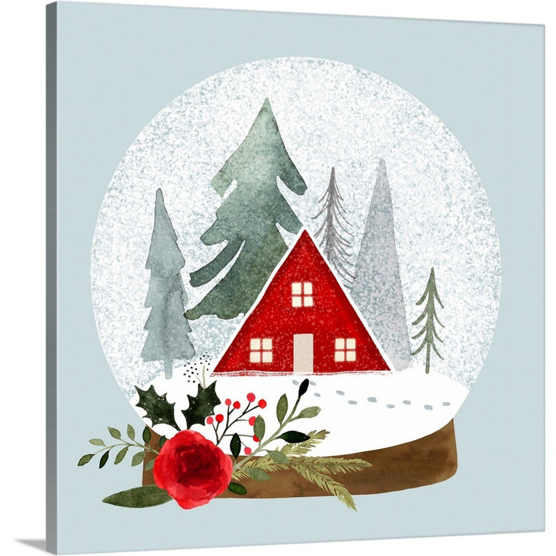 «Snow Globe Village Snow Globe Village II» par Victoria Barnes - impression sur toile tendue, Toile tendue, H 12 po x l 12 po