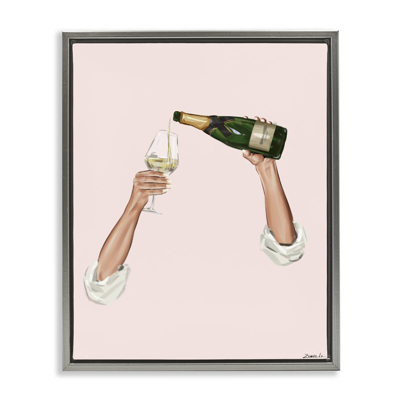 Champagne pour sur cadre flottant rose, design par Ziwei Li, Cadre flottant gris lustré, H 21 po x l 17 po