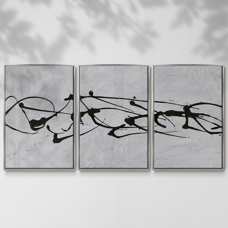 Printed Low Frequency I - Multi Piece Framed Canvas, Silver, 24" H x 48" W x 2" D