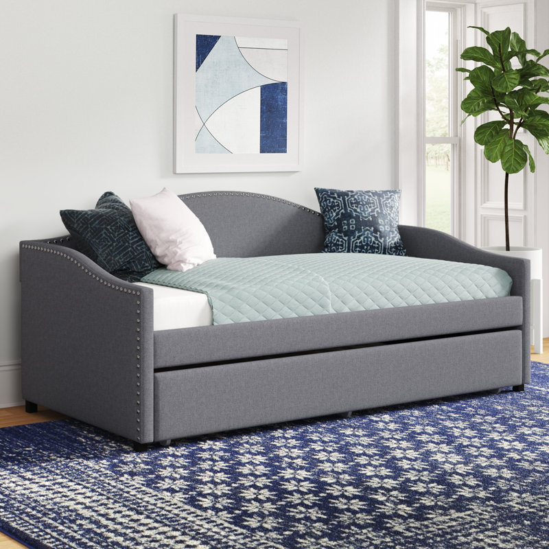 Alisha Upholstered Daybed, Smoke Linen