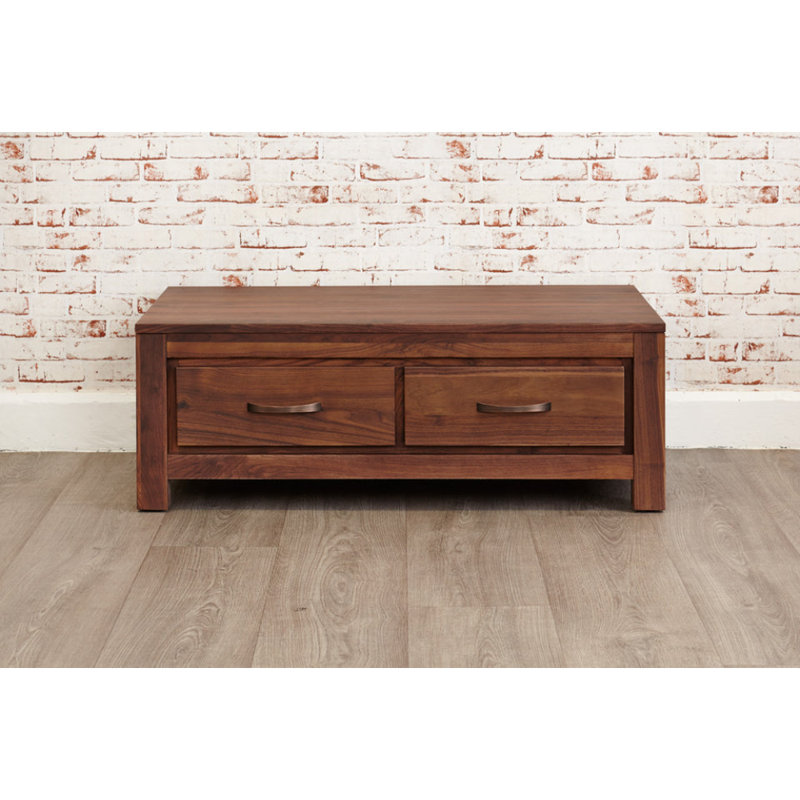 Jaquelinne Solid Wood Four Leg Coffee Table with Storage