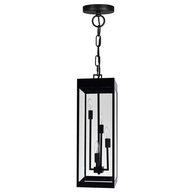 Yannette 8" Wide 4-Light Outdoor Ceiling Light for Porch, Entryway, Garage – Black Finish – Compact Exterior Flushmount