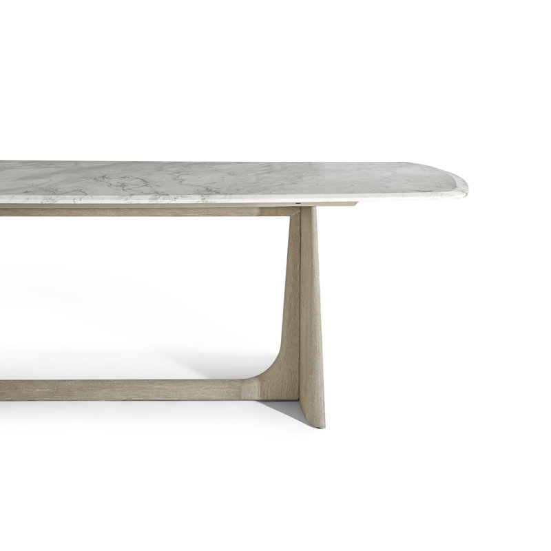 Repose Grey Oak Rectangular Dining Table with Arabescato Marble Top