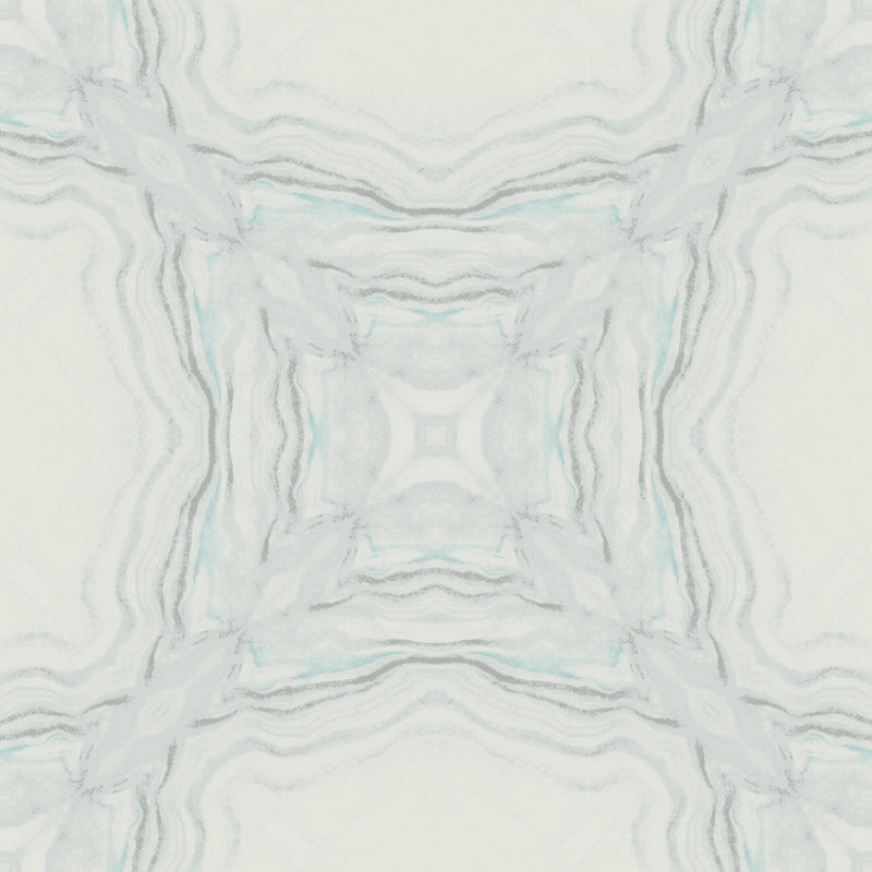 Rouleau de papier peint kaléidoscope en pierre 33 pi x l 21 po Antonia Vella, Bleu
