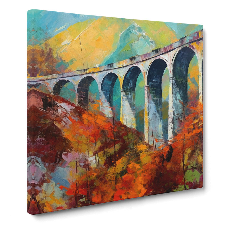 Glenfinnan Viaduct Abstract Expressionism - Wrapped Canvas, 35cm H x 35cm W x 3cm D