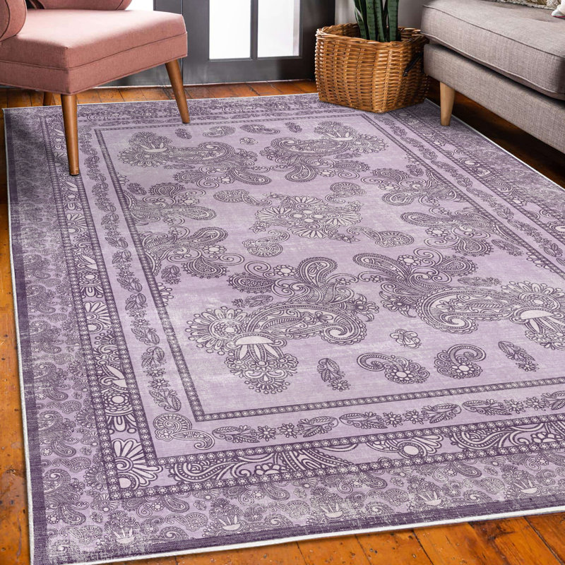 Tapis décoratif en fibre de polyester à haute densité Maghutte, Rectangle 4 pi x 5 pi 5 po