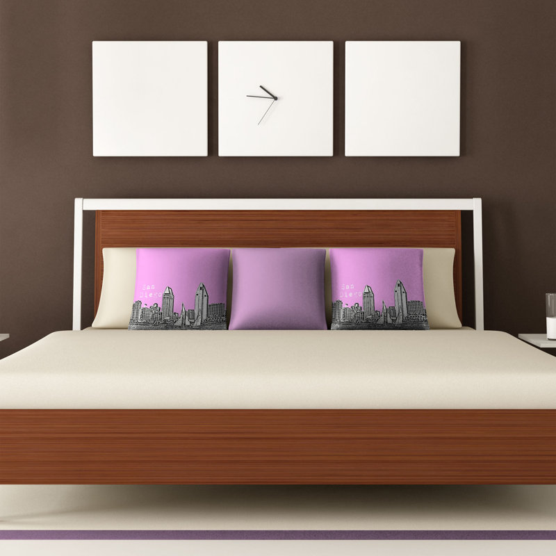 Coussin Bird Ave San Diego, 16 po x 16 po, Rose