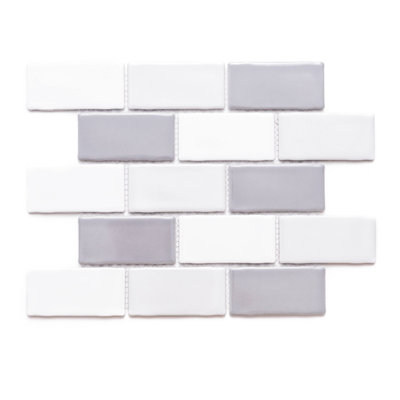 Carreau de mosaïque murale en brique de porcelaine 14,13 po x 10,25 po Metro Moon