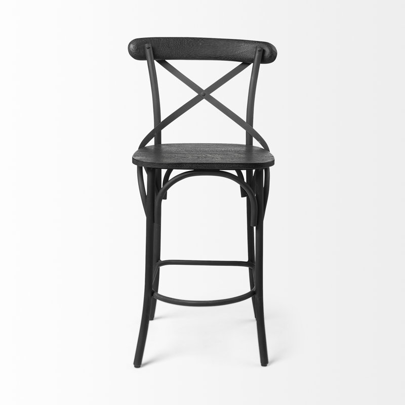 Tabouret supplémentaire en bois massif Borough, Noir, Tabouret de comptoir (assise de 26,25 po de hauteu