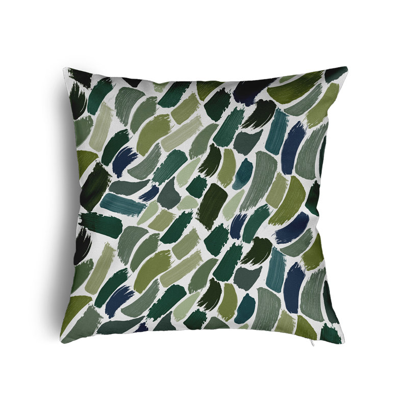 Mcateer Abstract Square Cushion, 45cm H x 45cm W x 13cm D, Green