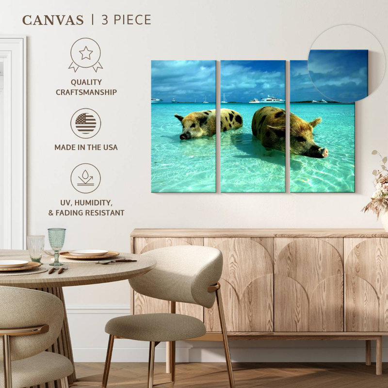 Brampt Sea Swimming Pigs, 48" H x 74" W