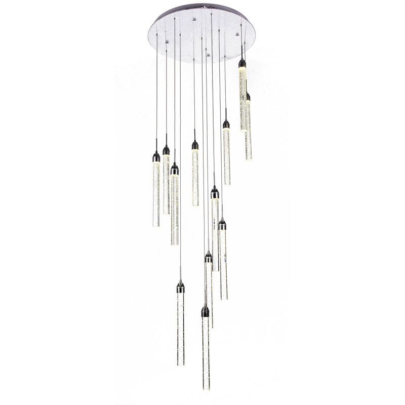 Lustre à 12 lumières avec pendentifs en cristal Fuhrmeister, Chrome