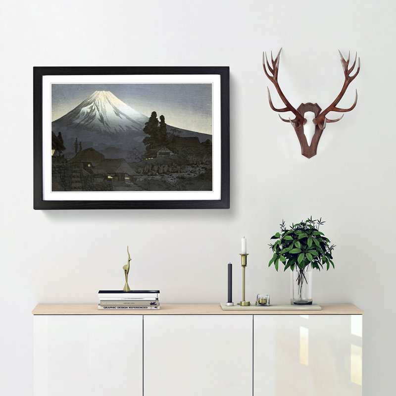 Mount Fuji from Mizukubo by Takahashi Shotei - Picture Frame Painting Print, 36cm H x 48cm W x 2cm D, Black Framed