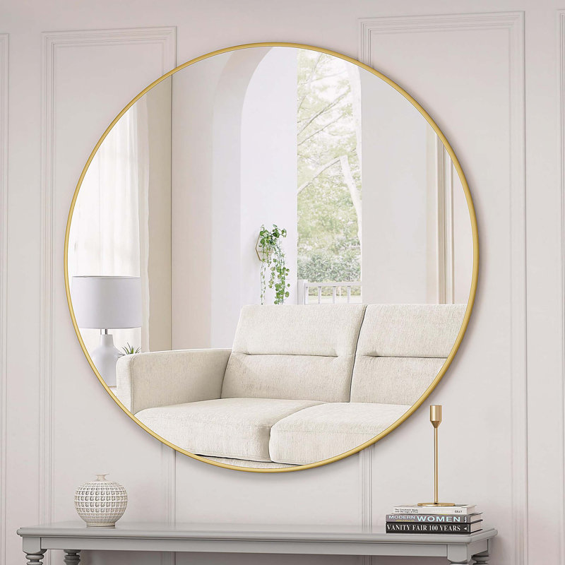 Miroir mural miroir de coiffeuse circulaire en métal doré 39 po, 38,19 po x 38,19 po, Doré