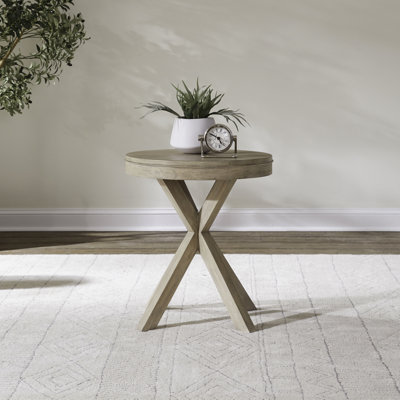 Chantee Round End Table w/ Pedestal Base & Veneer Top