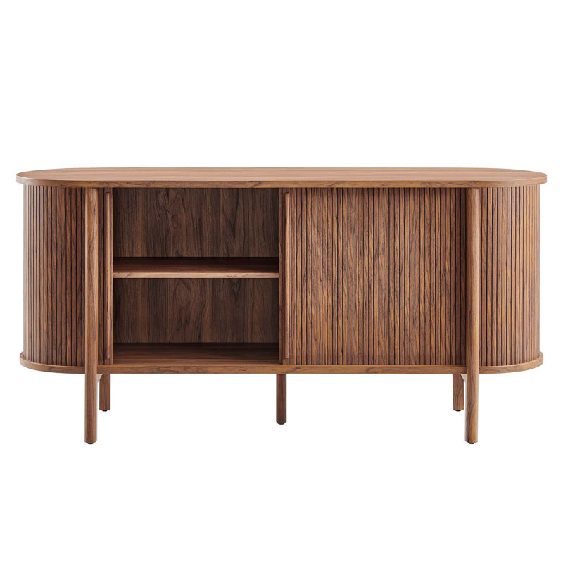 Cadence 63" Walnut Curved Mid-Century Modern Sideboard
