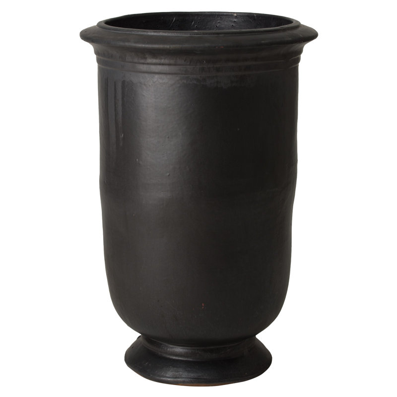 Krieger Handmade Ceramic Pot Planter, Matte Black, 31.5" H x 20.5" W x 20.5" D