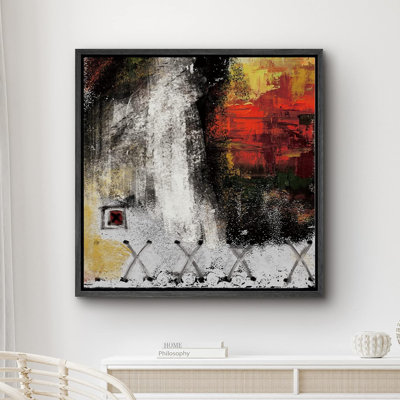 Color Blocks " Yellow, Black Red Industrial Paint With X Marks Abstract Shapes Graffiti Street Art Colorful "