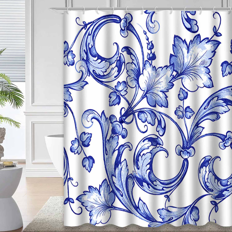 Rideau de douche à 12 crochets Floral, L 72 po x l 84 po