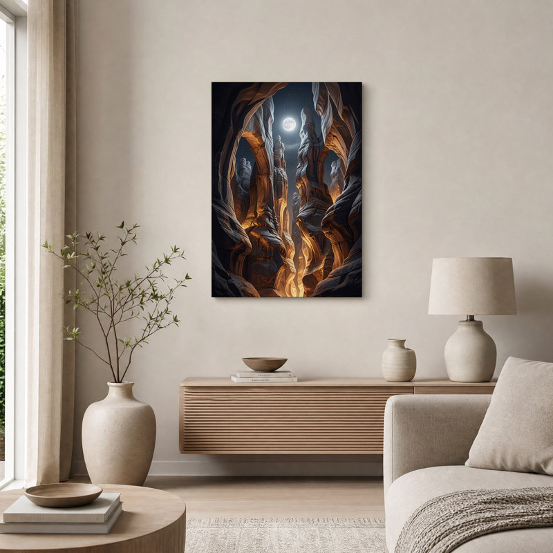 Piliers de grès au clair de lune sous les étoiles - Tableau sur toile, H 18 po x l 12 po