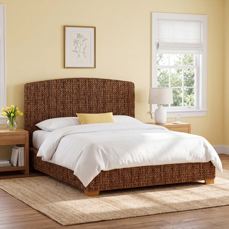Arleen Banana Leaf California King Panel Bed Amber, California King