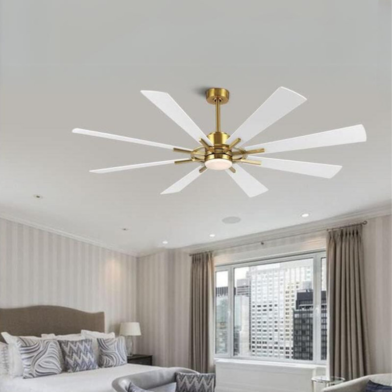 Deallen 72'' Ceiling Fan with LED Lights, Gold with White Blades