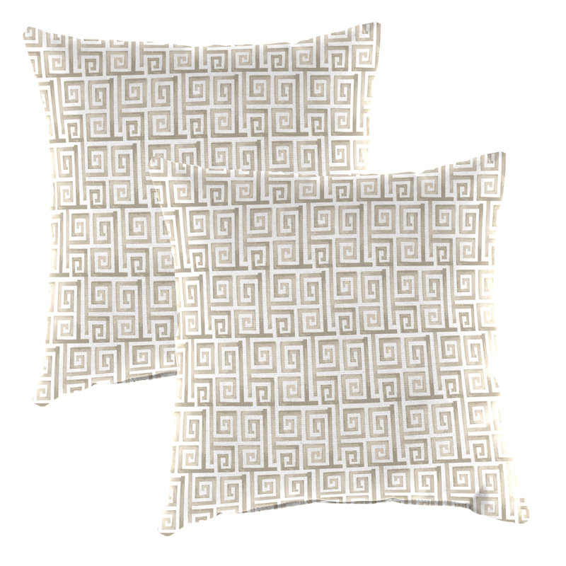 16" x 16" Outdoor Throw Pillow (Set of 2), Greek Key Turtle
