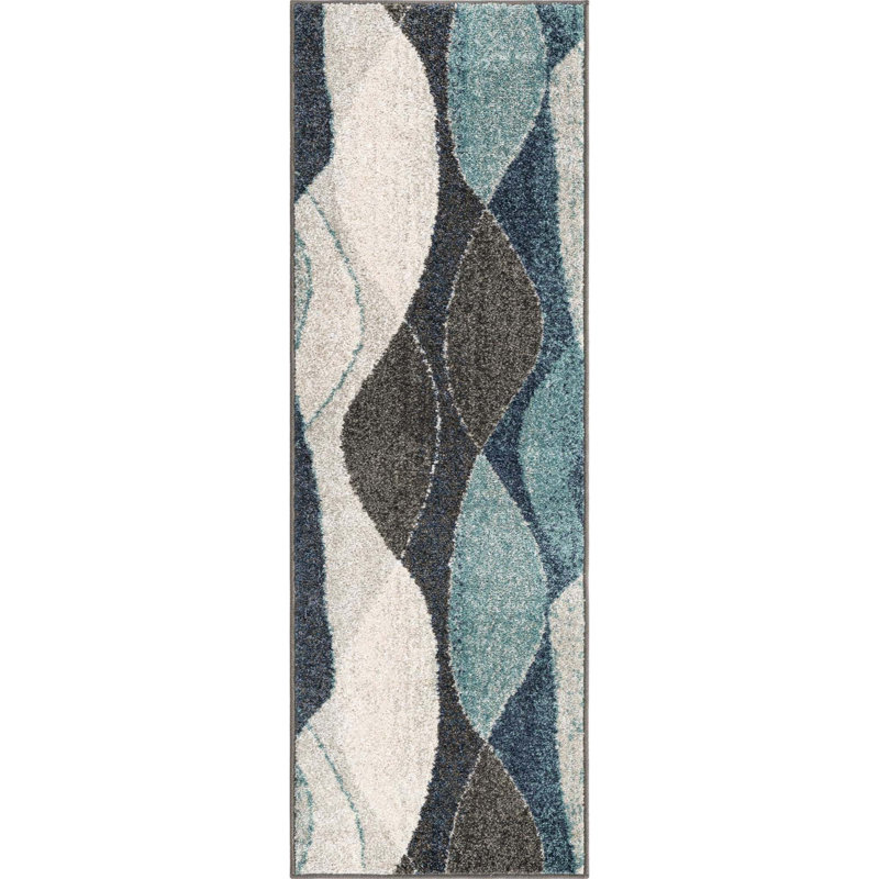 Tapis bleu marine / brun / beige Harelda, Tapis de couloir 2 pi x 6 pi