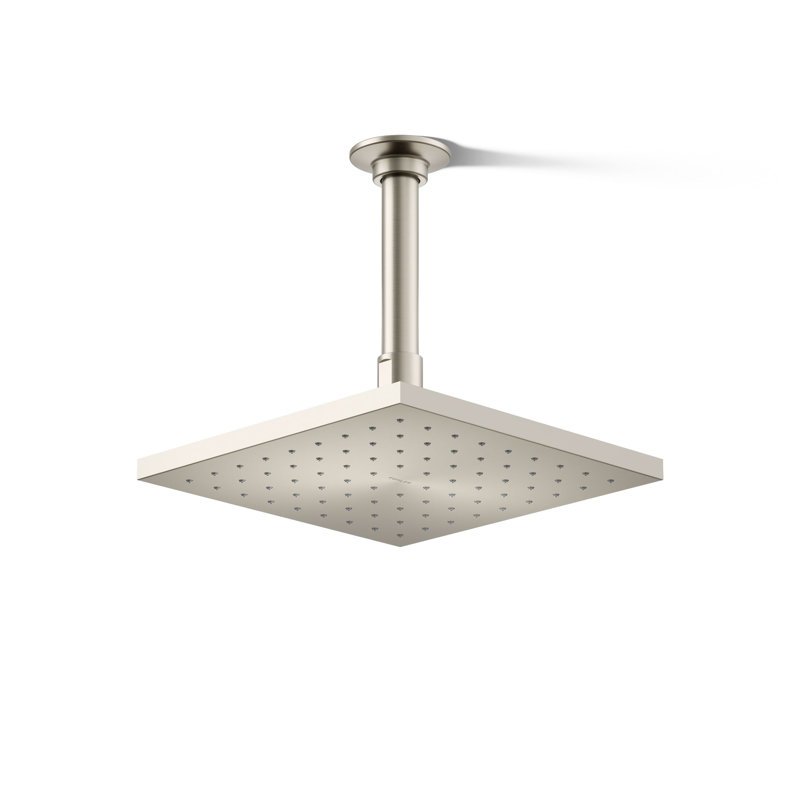 Contemporary Rain Shower Head, Vibrant Brushed Nickel, 1.75 GPM, Square