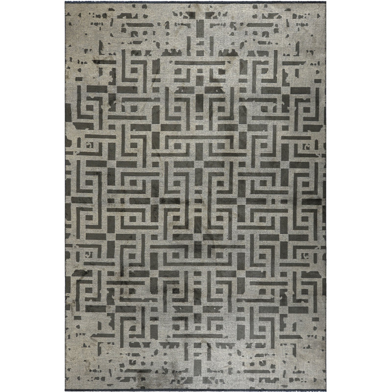 Tapis géométrique acrylique gris / gris / gris anthracite Rapture, Rectangle 7 pi 10 po x 9 pi 10 po