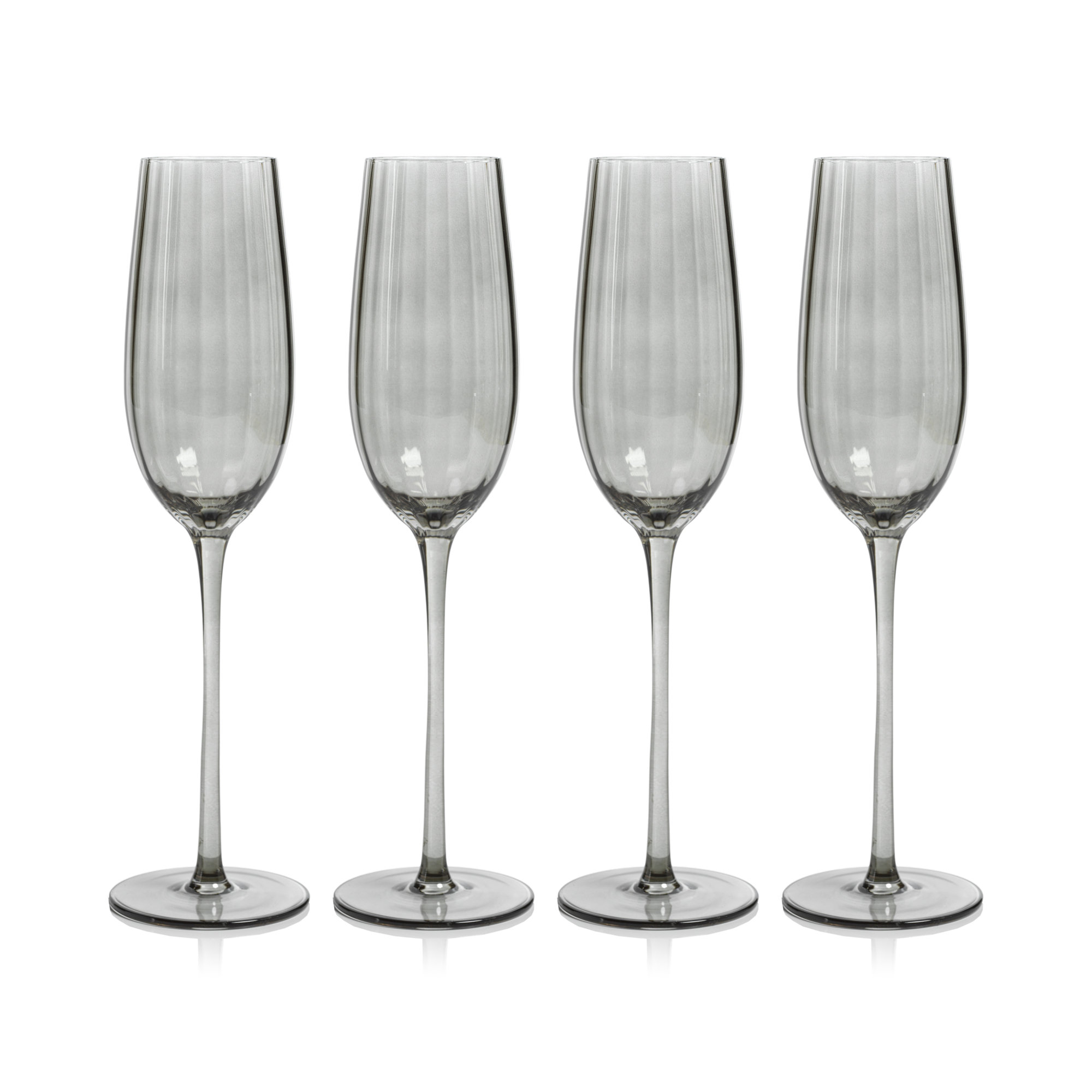 Malden Optic Champagne Flutes, Set of 4, Smoke
