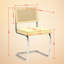 Chaises de salle à manger Mid-Century modernes en velours beige (ensemble de 2), dossier en canne naturelle, base en chrome poli, chaises d'appoint de cuisine rembourrées Breuer