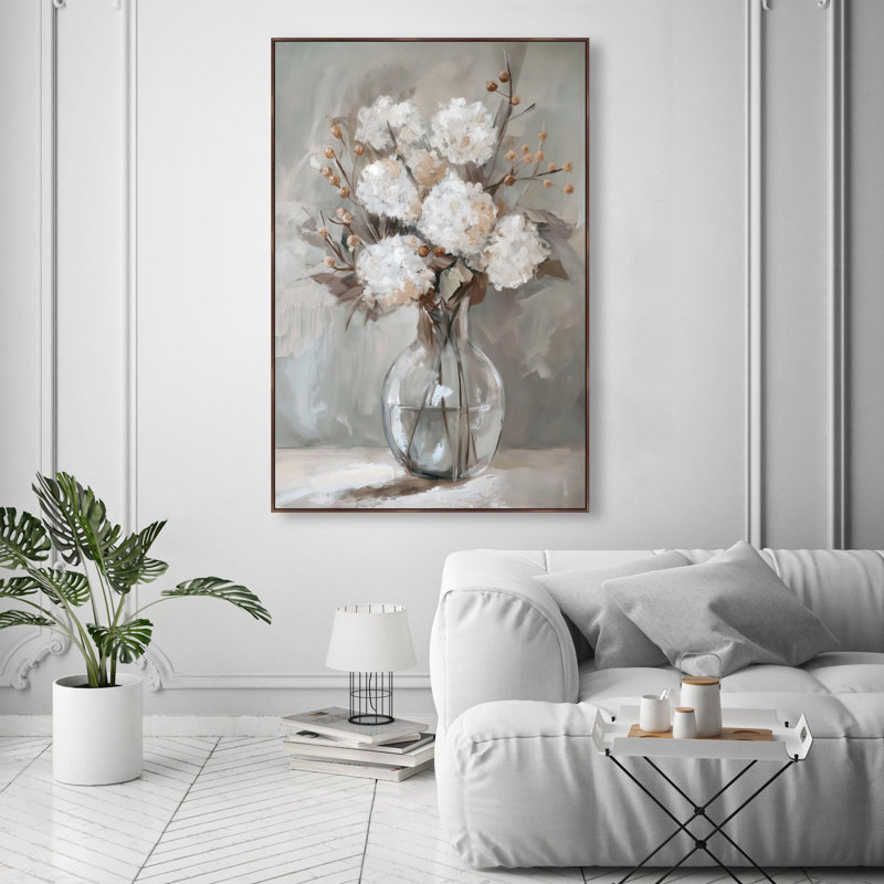 Oliver Gal Ghostly Flower II Floral and Botanical - Heavy Gel Top Coat Framed Canvas Art, Brown, 55" H x 37" W