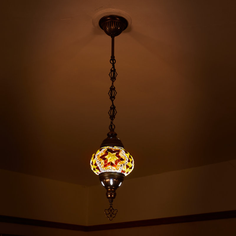 Karlie 1 - Light Antique Bronze Sphere Pendant, Brown/Amber