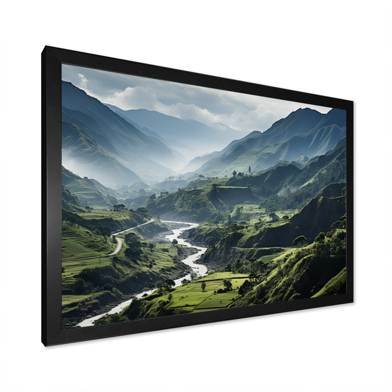 Dominicain Mountain River I, reproduction d'art sur toile, H 34 po x l 44 po x P 1,5 po, Cadre photo noir