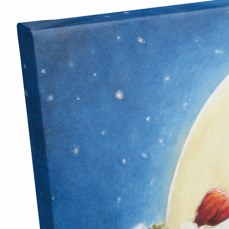 Père Noël traîneau lune - impression sur toile tendue, H 20 po x l 16 po x P 1,25 po