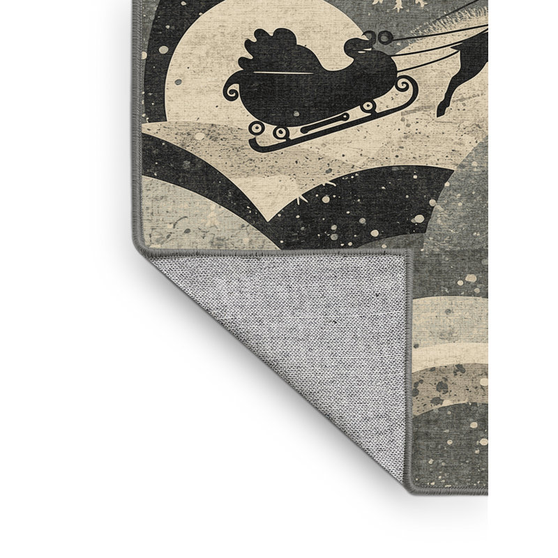 Machine Washable Dyal Christmas Modern & Contemporary Abstract Rug in Beige – Gray Binding, 5x7