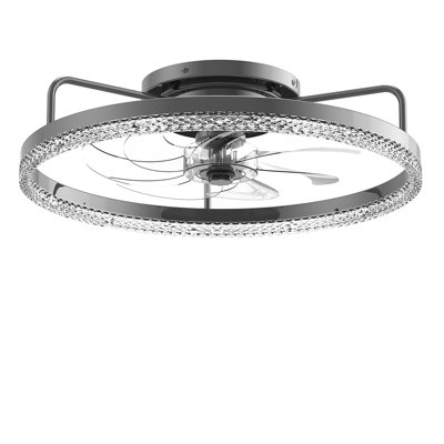 AK 50CM Ultra-Thin Ceiling Fan With Light, Black Diamond Pattern, Downward Lighting, 2.4G Remote Control, American Standard Hardware, Modern Bladeless Fan Light For Bedroom Living Room