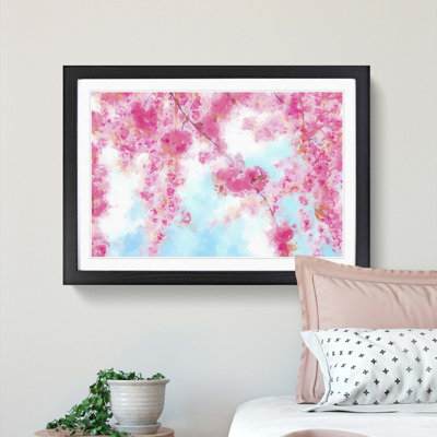 Pink Cherry Blossom Tree in Spring in Abstract - Picture Frame Painting Print