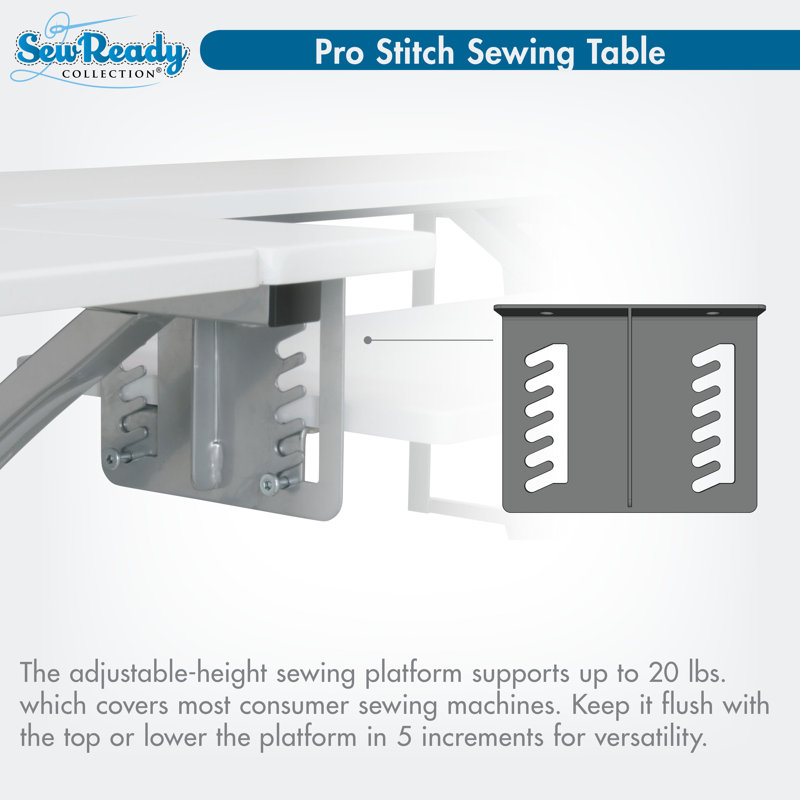 Table de couture pliable Pro Stitch, Blanc, Argent