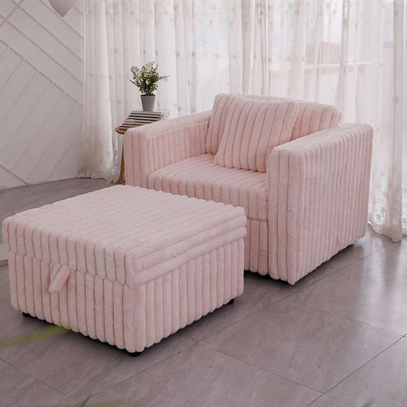 Canapé simple, repose-pieds avec relevage hydraulique, Rose clair