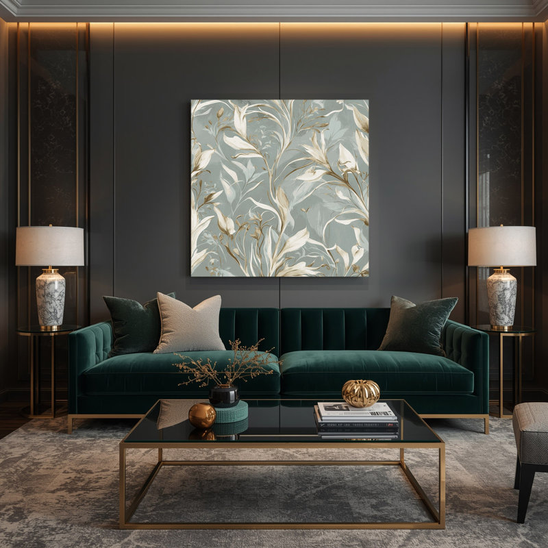 «Abstract Florals 24», art mural sur toile grise, H 8 po x l 8 po