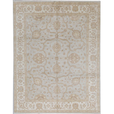 Hand-Knotted High-Quality Light Blue and Cream Area Rug