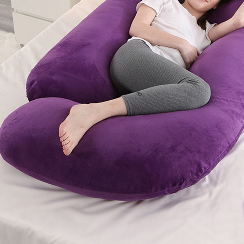 Oreiller de corps en forme de J 69 po, Mauve