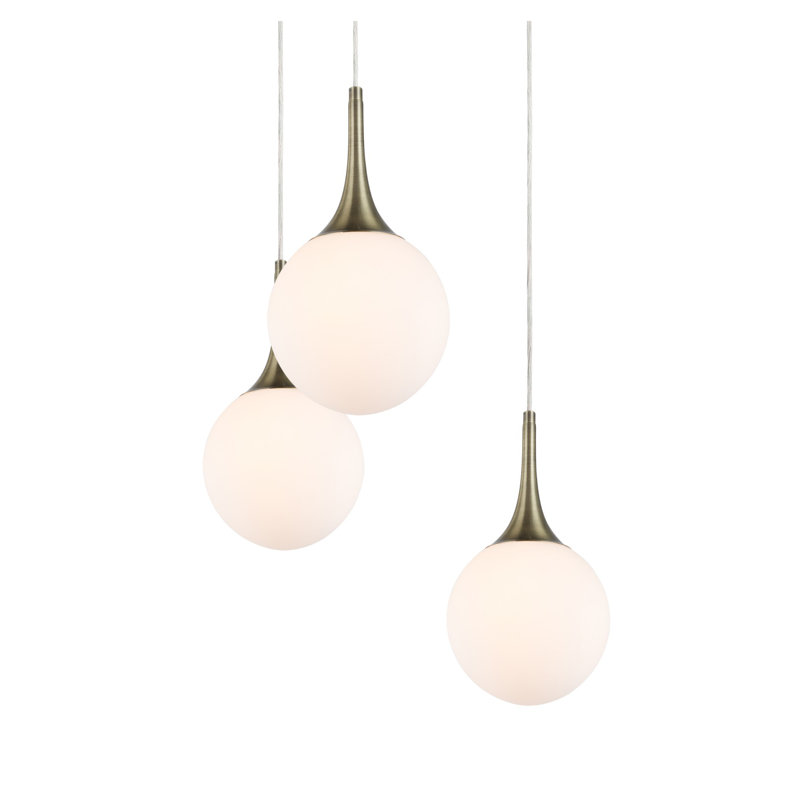 Luminaire suspendu en grappe 5 lumières Ovellette, Laiton / Bronze