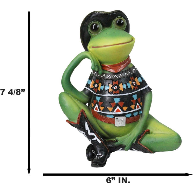 Figurine Western Western Cowboy Toad Frog avec bottes noires et Serape