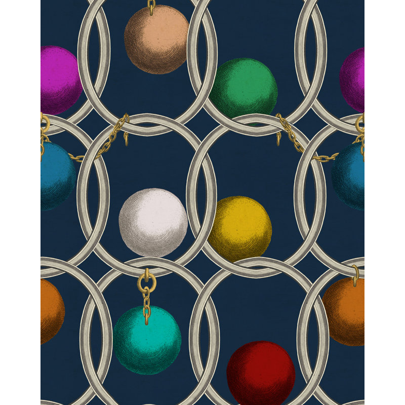 LA DOLCE VITA Wallpaper Roll, Blue/Green/Pink/Yellow
