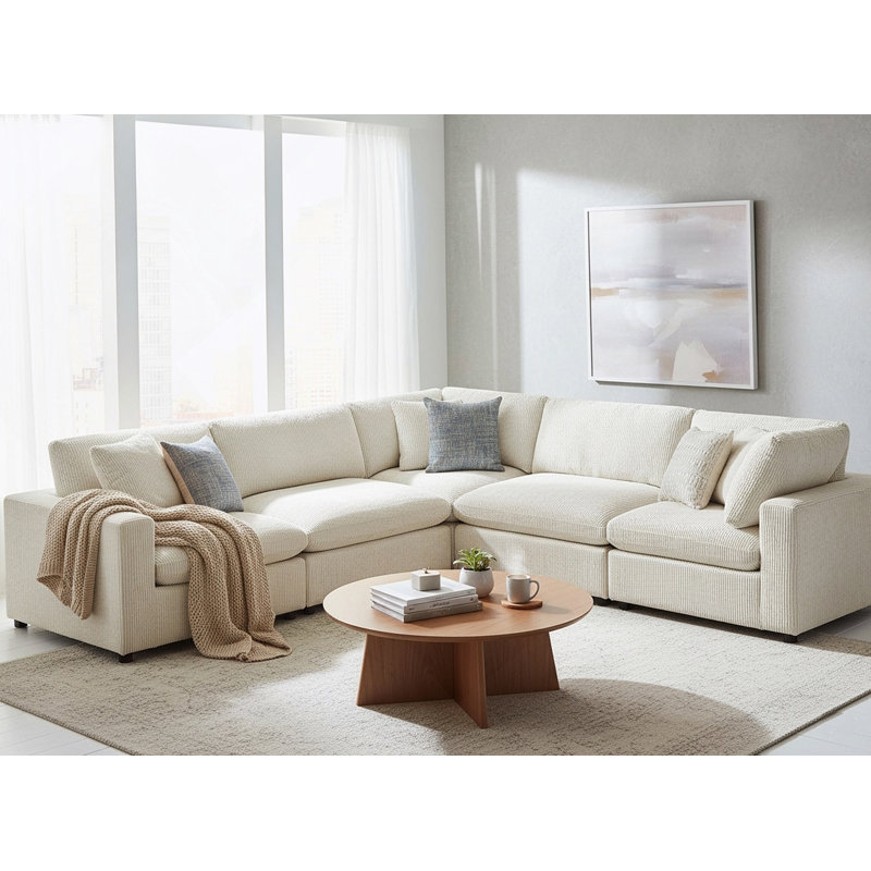 Canapé modulaire 5 pièces modulaire - Beige, Polyester beige