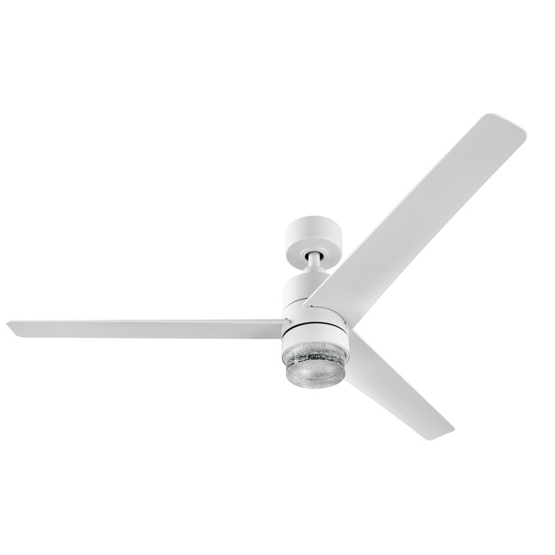 Ventilateur de plafond blanc mat à 3 pales de 54 po Starletta avec télécommande, ensemble d'éclairage à DEL à intensité variable et moteur réversible