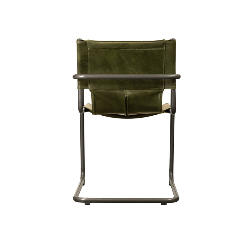 Chaise rembourrée en cuir Horris, Vert